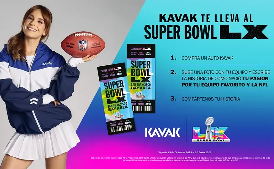 Promoción: Kavak te lleva al Super Bowl 60.