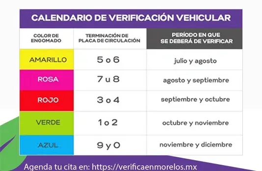 Calendario de verificación en Morelos