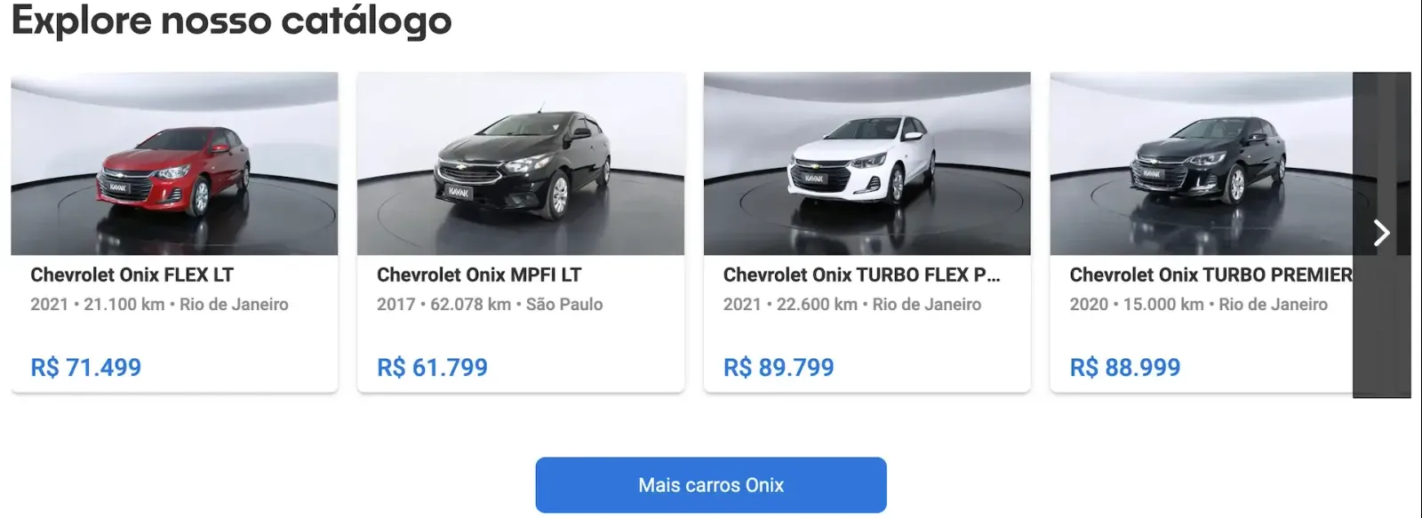 Preço do Chevrolet Onix