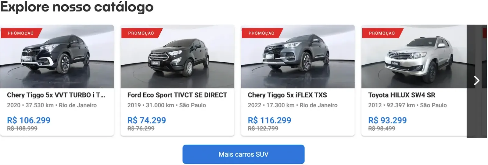 Carro SUV preço